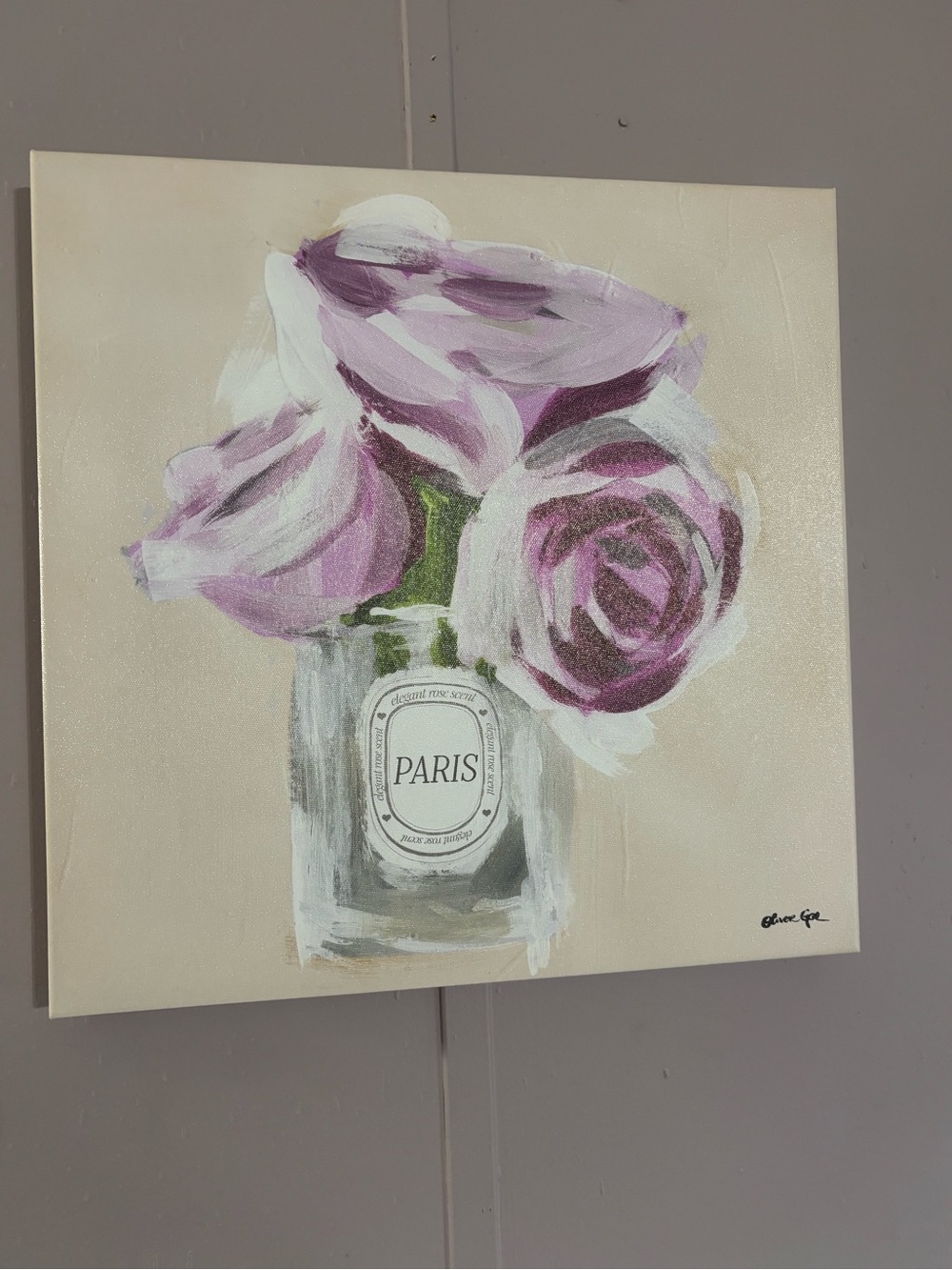 Oliver Gal Purple Roses in Paris Jar Art Print